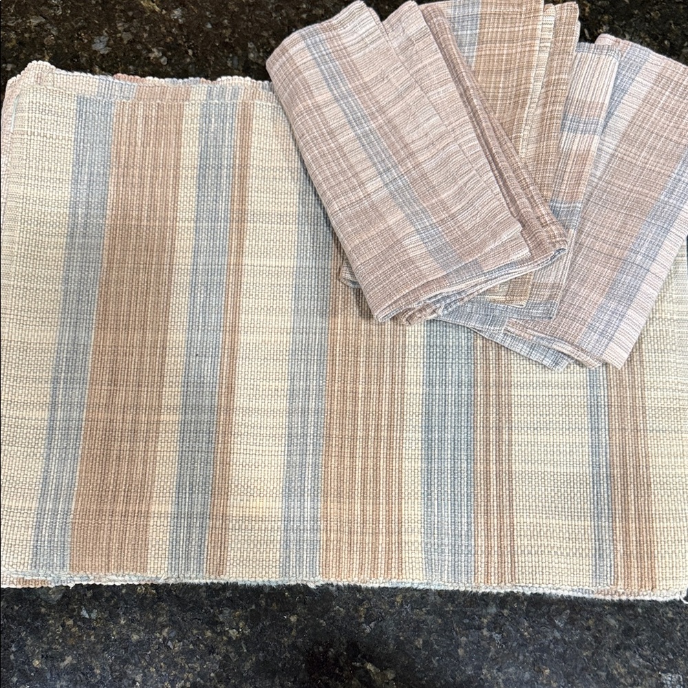 Striped Table Linens Set in Neutral Tones